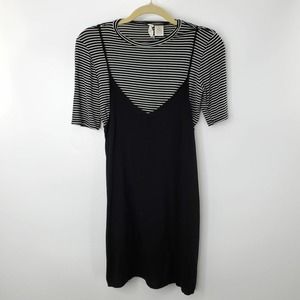 Mimi Chica Womens DDB530 Black White Two Piece Tee Slip Dress Size Large